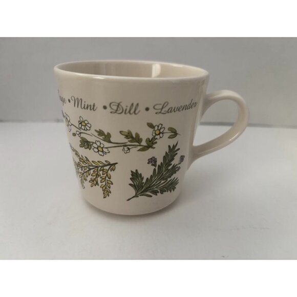 CORELLE Coordinates Thymeless Herb Sage Mint Dill Stoneware Coffee Cups Mugs 4 - Picture 4 of 8